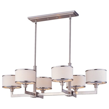 Maxim Six Light Satin Nickel Drum Shade Chandelier 12057WTSN